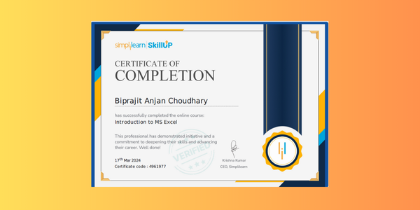 Excel Certificate
